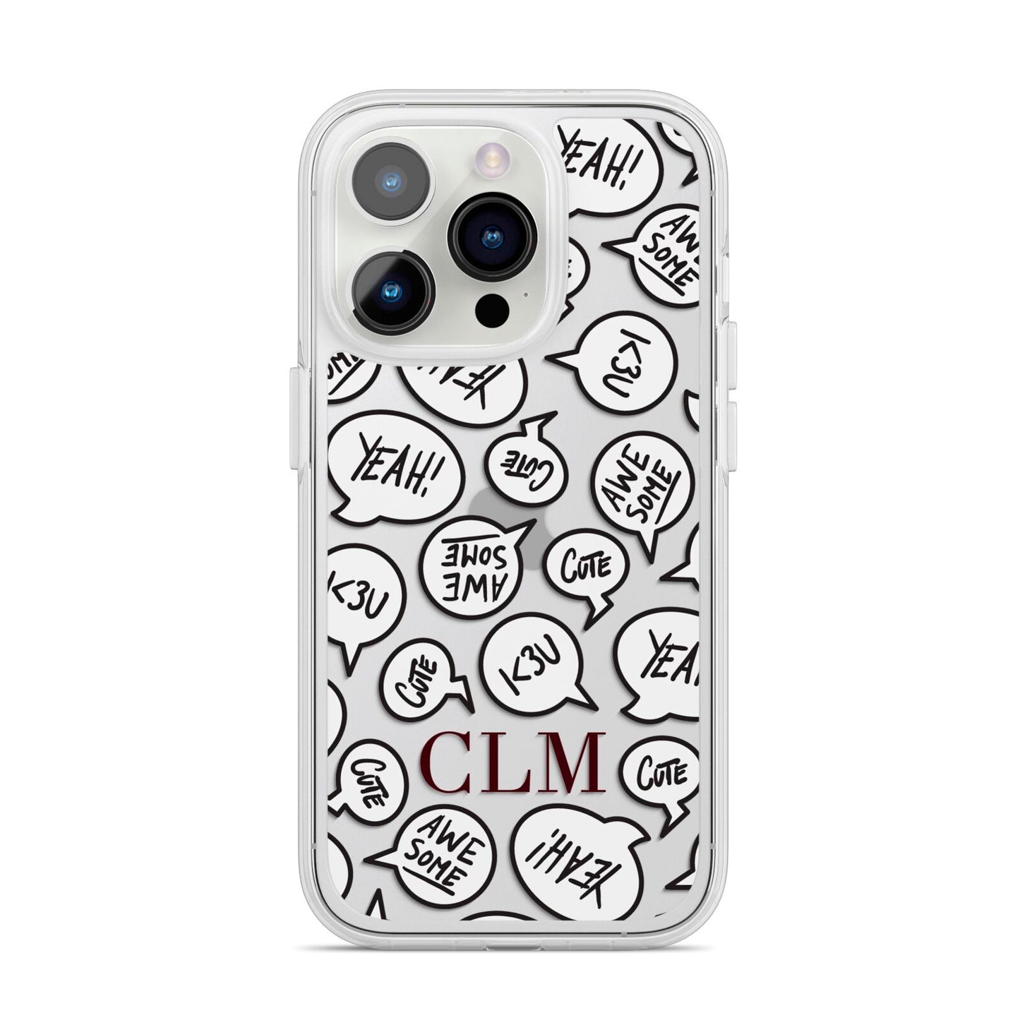 Personalised Sayings With Initials iPhone 14 Pro Clear Tough Case Silver