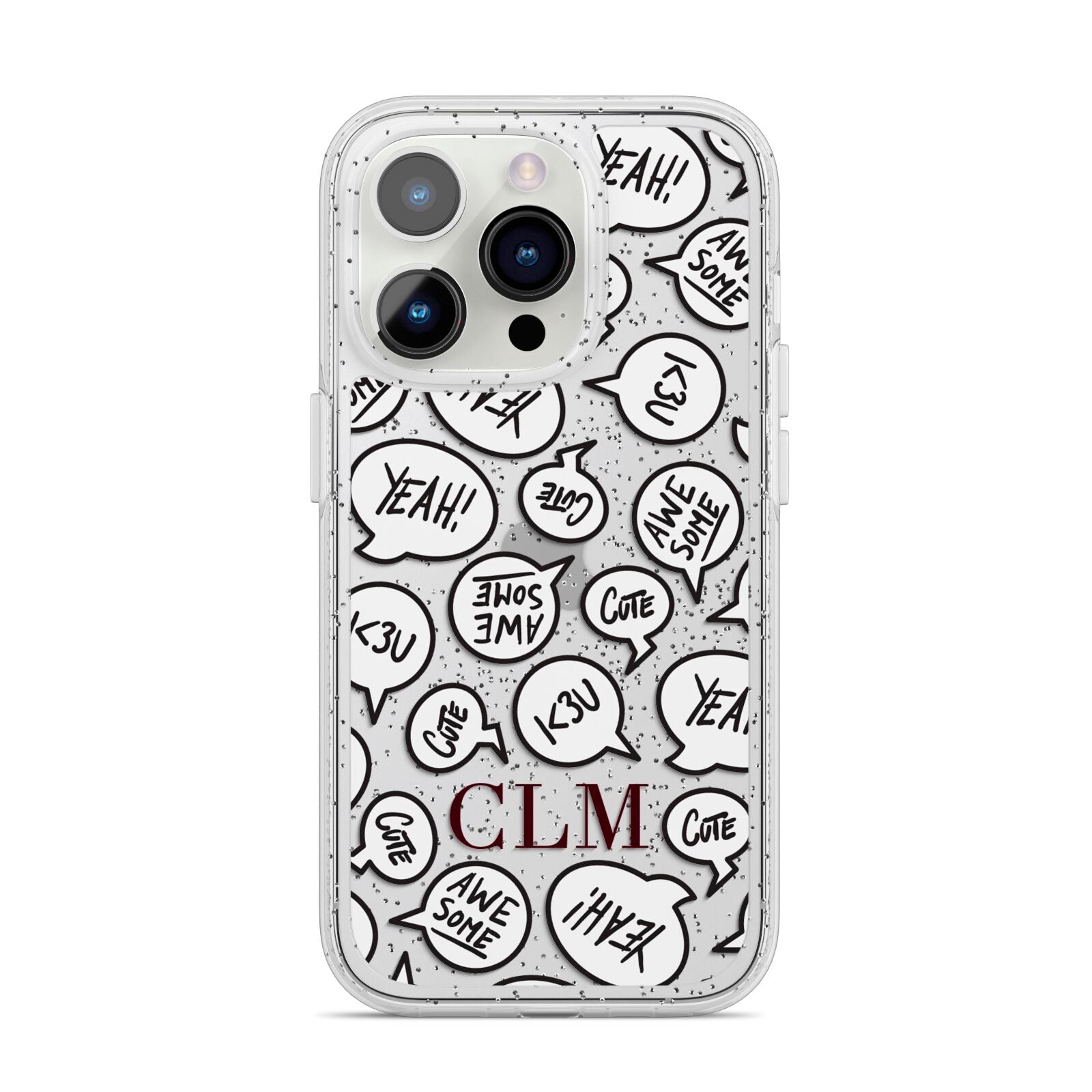 Personalised Sayings With Initials iPhone 14 Pro Glitter Tough Case Silver