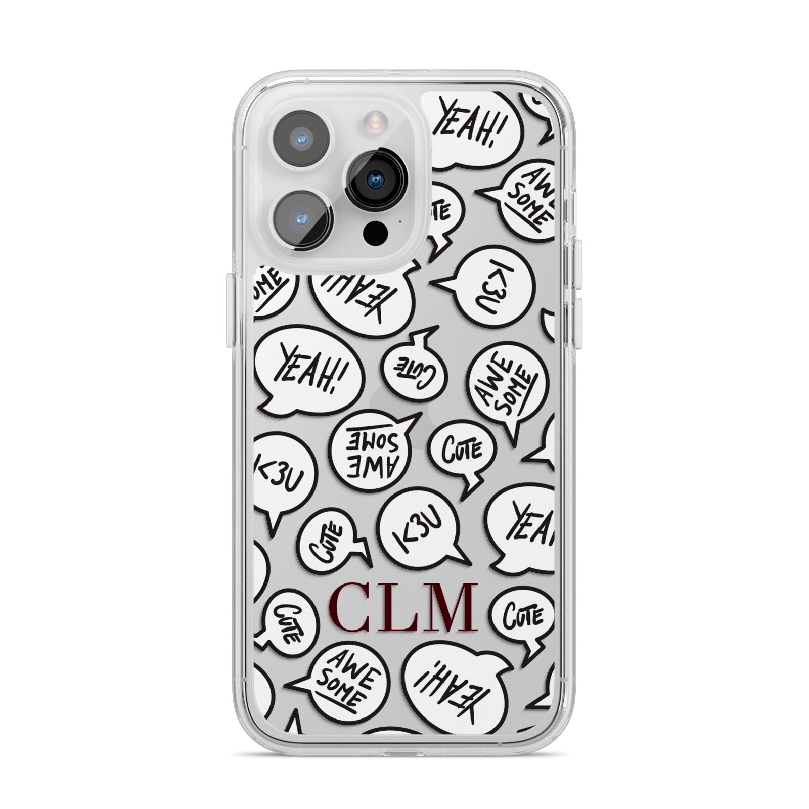 Personalised Sayings With Initials iPhone 14 Pro Max Clear Tough Case Silver