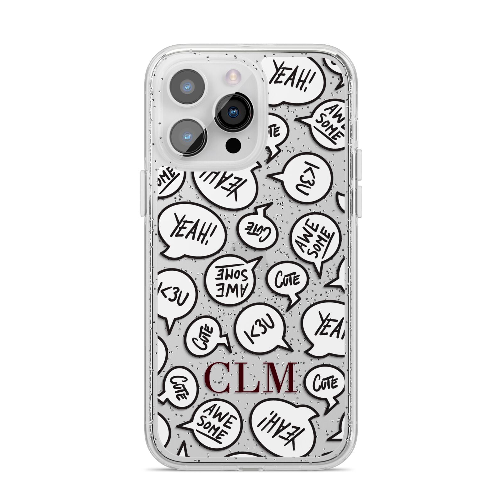 Personalised Sayings With Initials iPhone 14 Pro Max Glitter Tough Case Silver