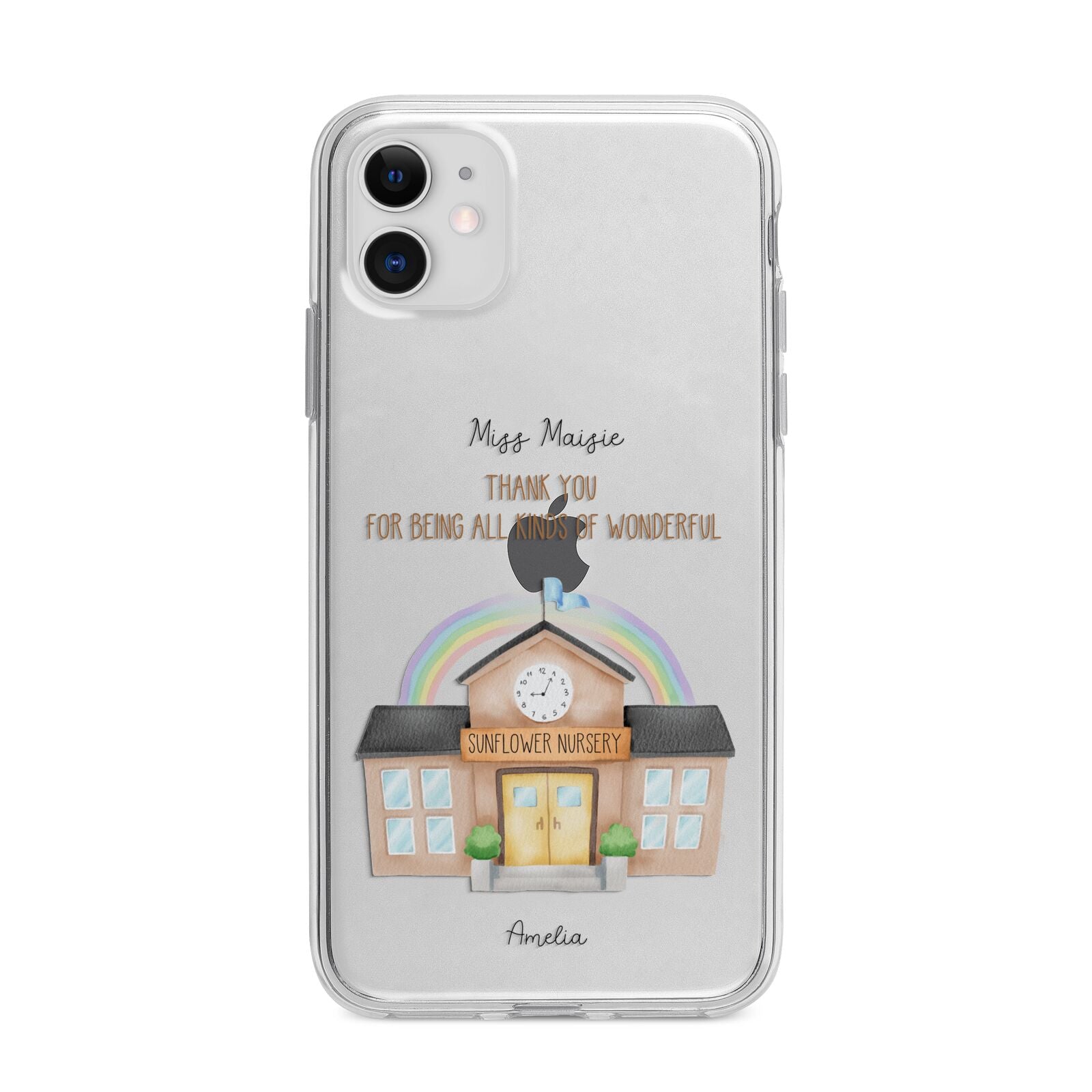 Personalised School Apple iPhone 11 in White with Bumper Case