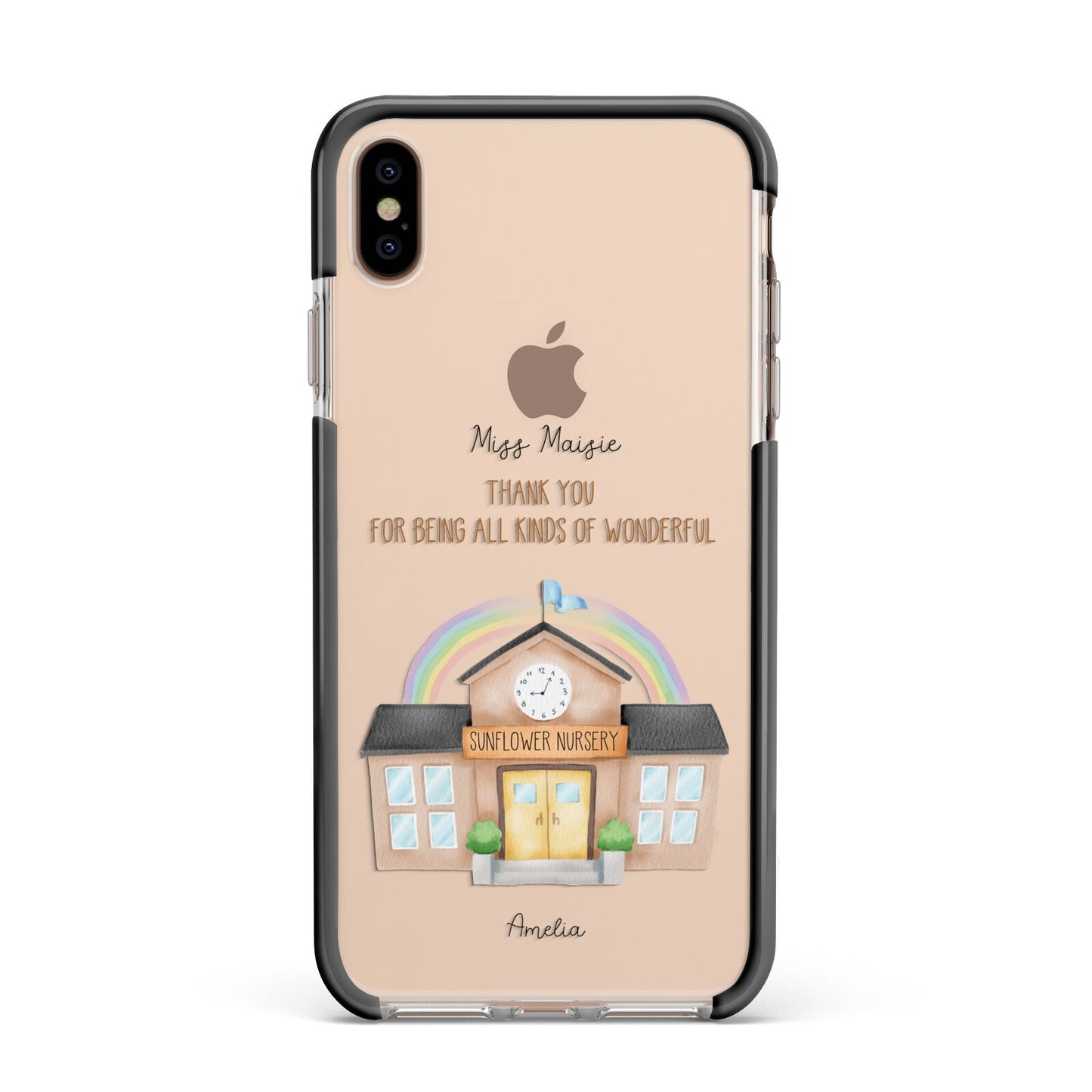 Personalised School Apple iPhone Xs Max Impact Case Black Edge on Gold Phone