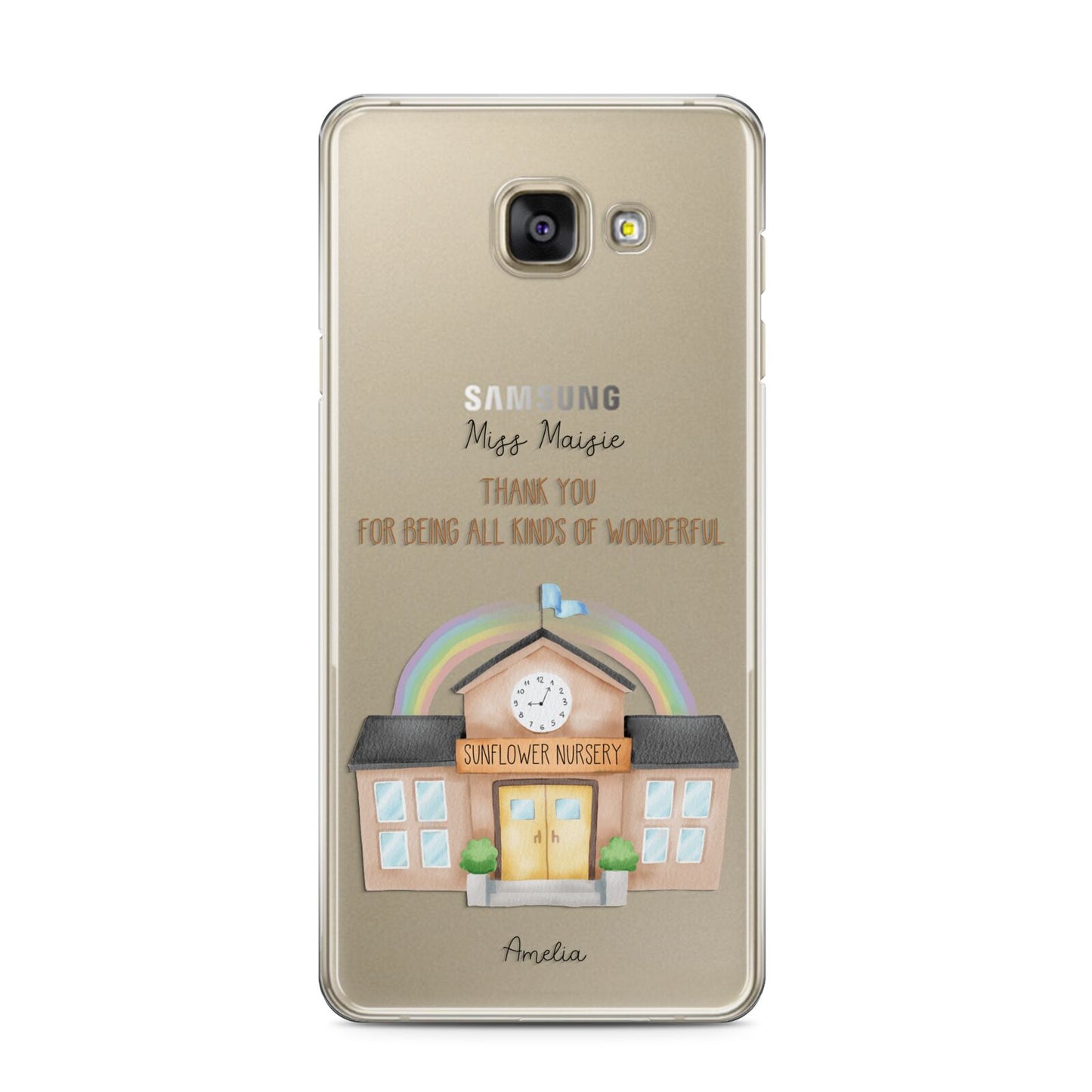 Personalised School Samsung Galaxy A3 2016 Case on gold phone