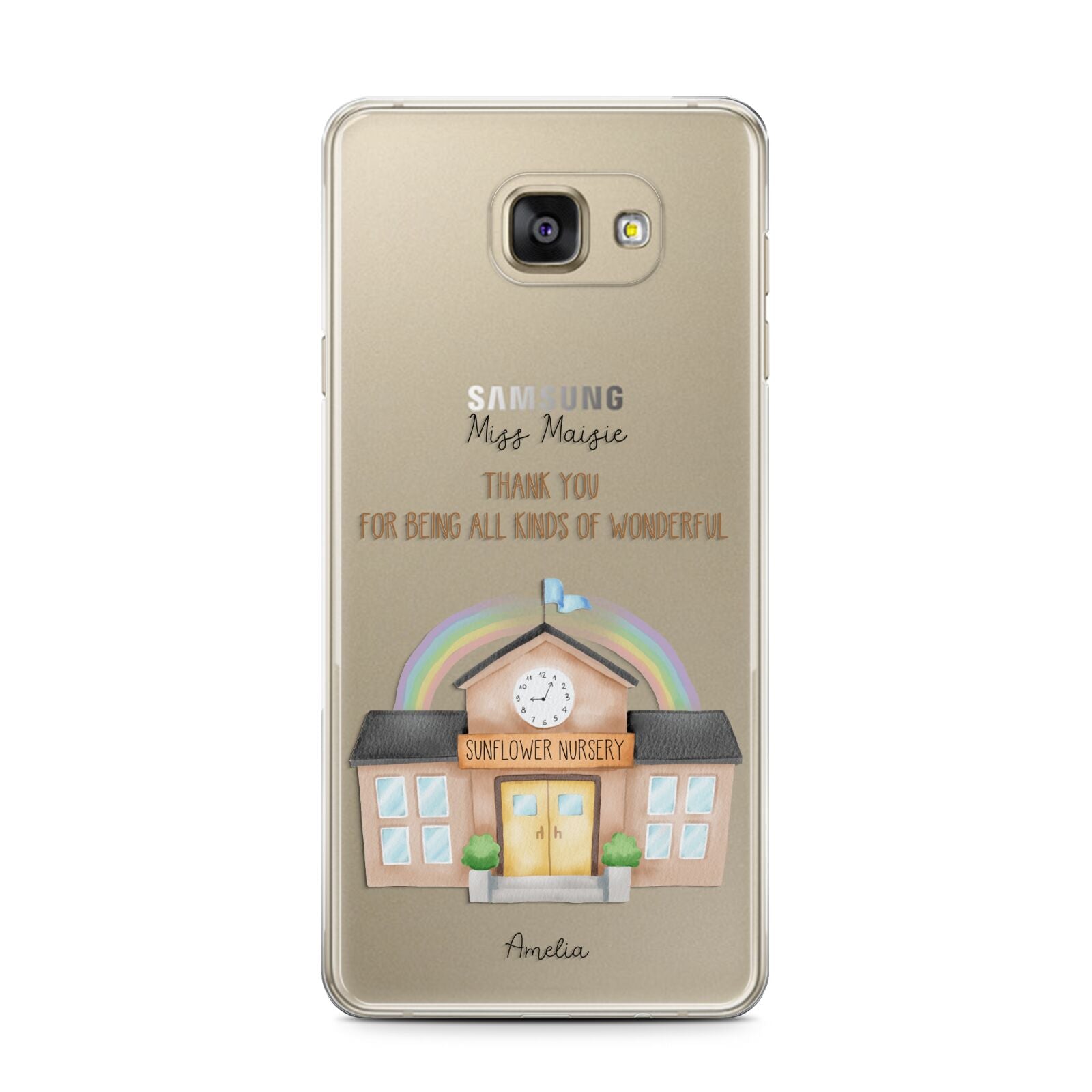 Personalised School Samsung Galaxy A7 2016 Case on gold phone