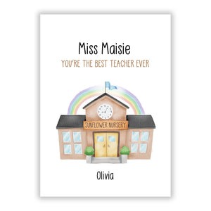 Personalised School Teacher Greetings Card