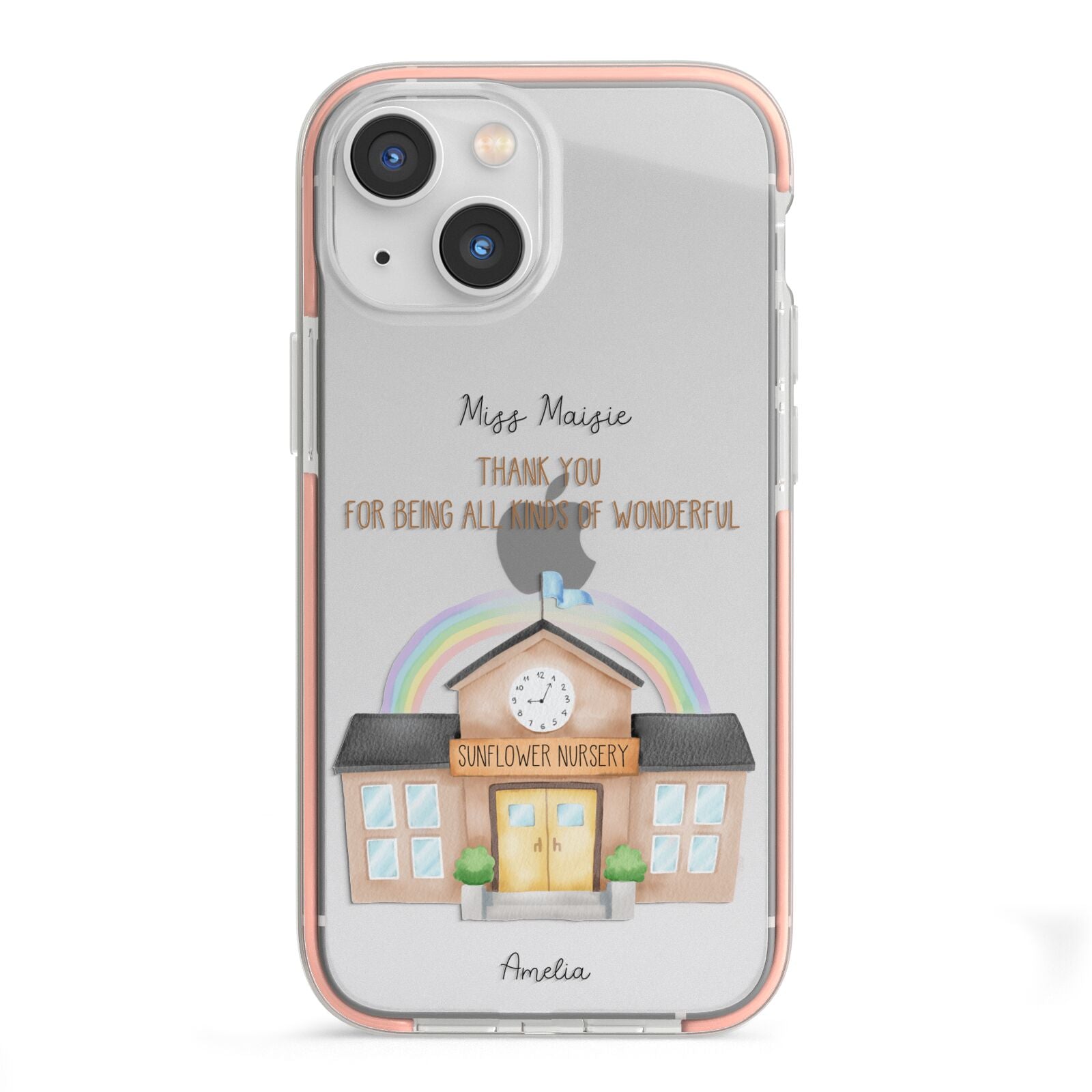 Personalised School iPhone 13 Mini TPU Impact Case with Pink Edges