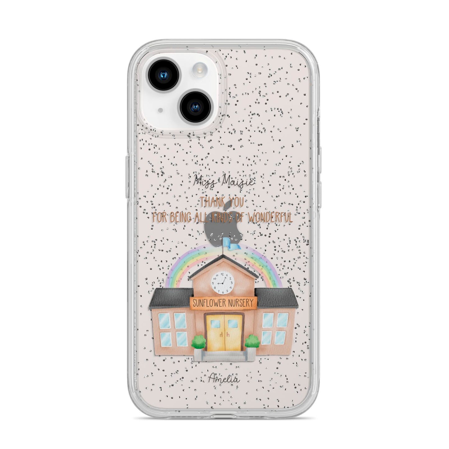 Personalised School iPhone 14 Glitter Tough Case Starlight