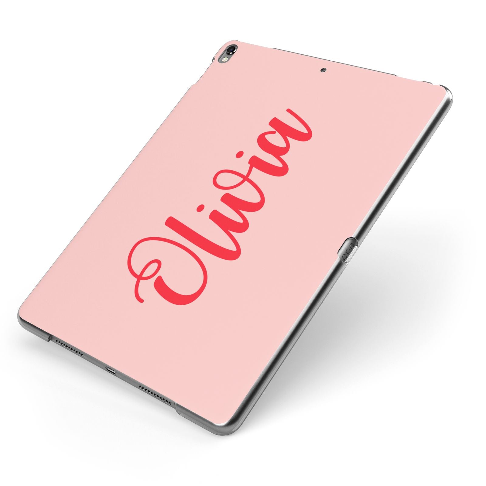 Personalised Script Name Apple iPad Case on Grey iPad Side View