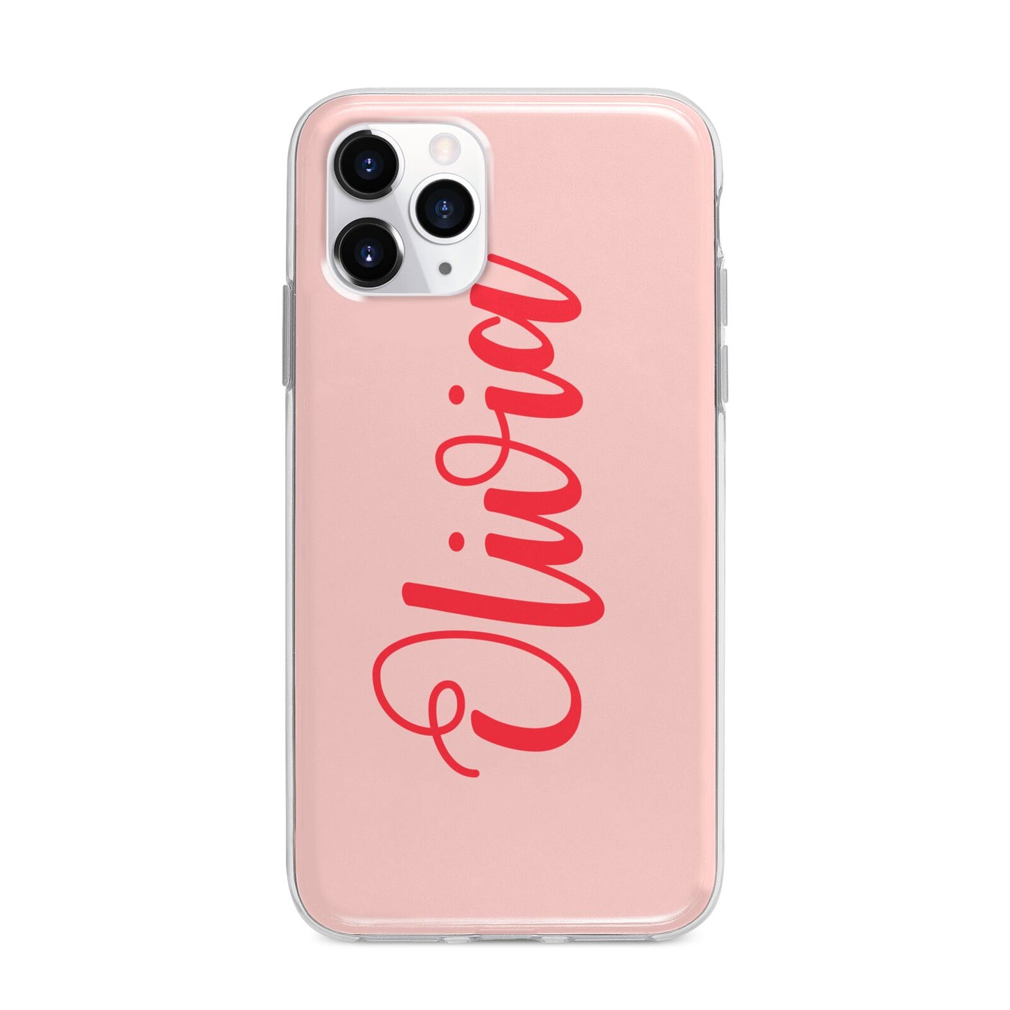 Personalised Script Name Apple iPhone 11 Pro Max in Silver with Bumper Case