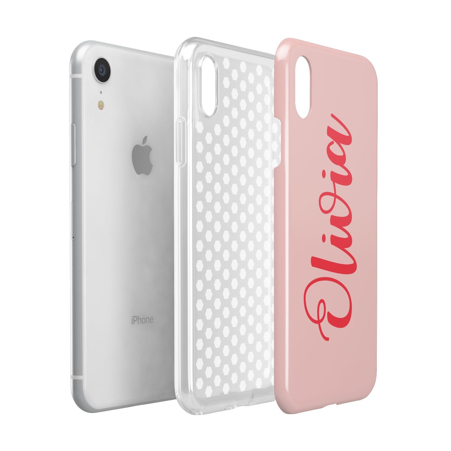 Personalised Script Name Apple iPhone XR White 3D Tough Case Expanded view