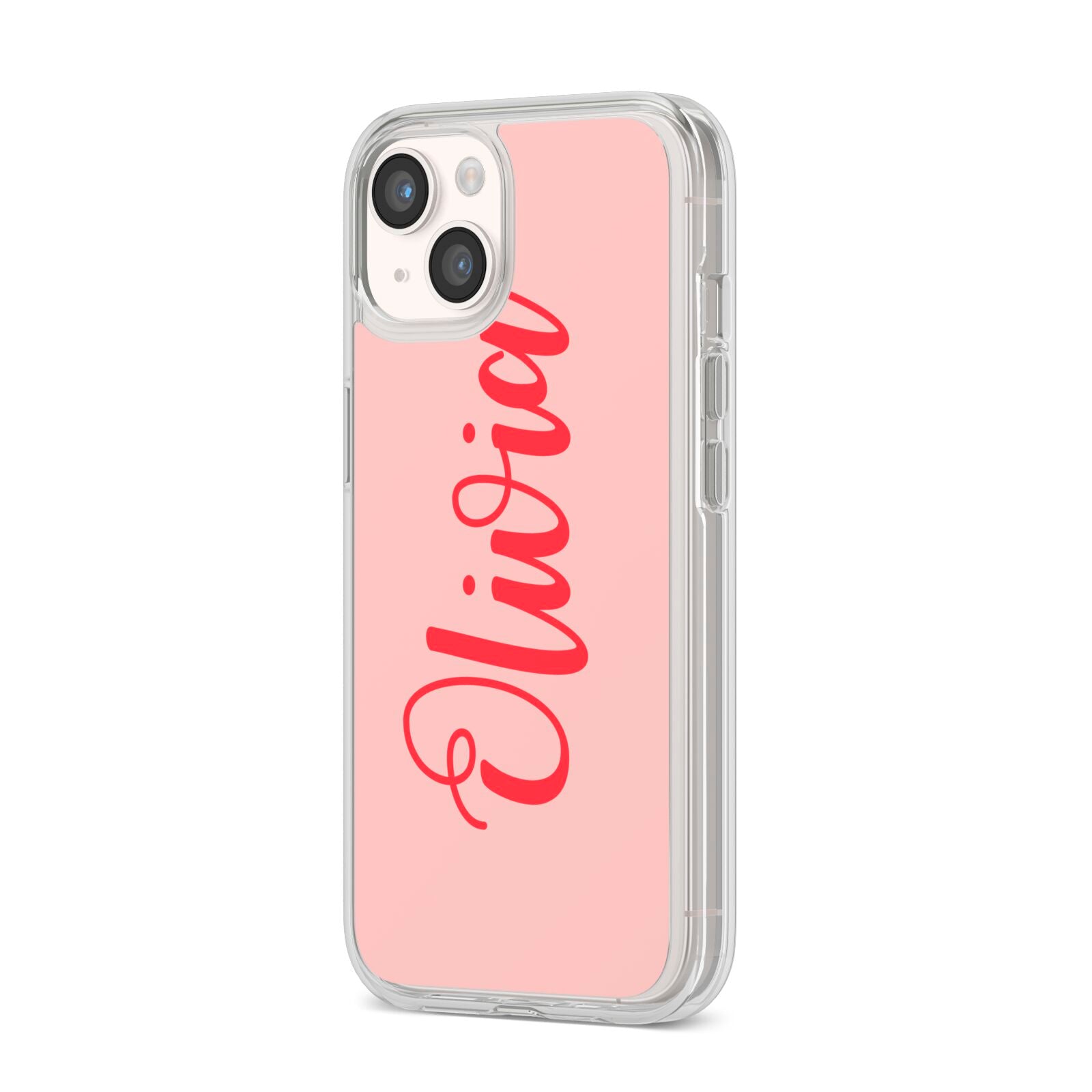 Personalised Script Name iPhone 14 Clear Tough Case Starlight Angled Image