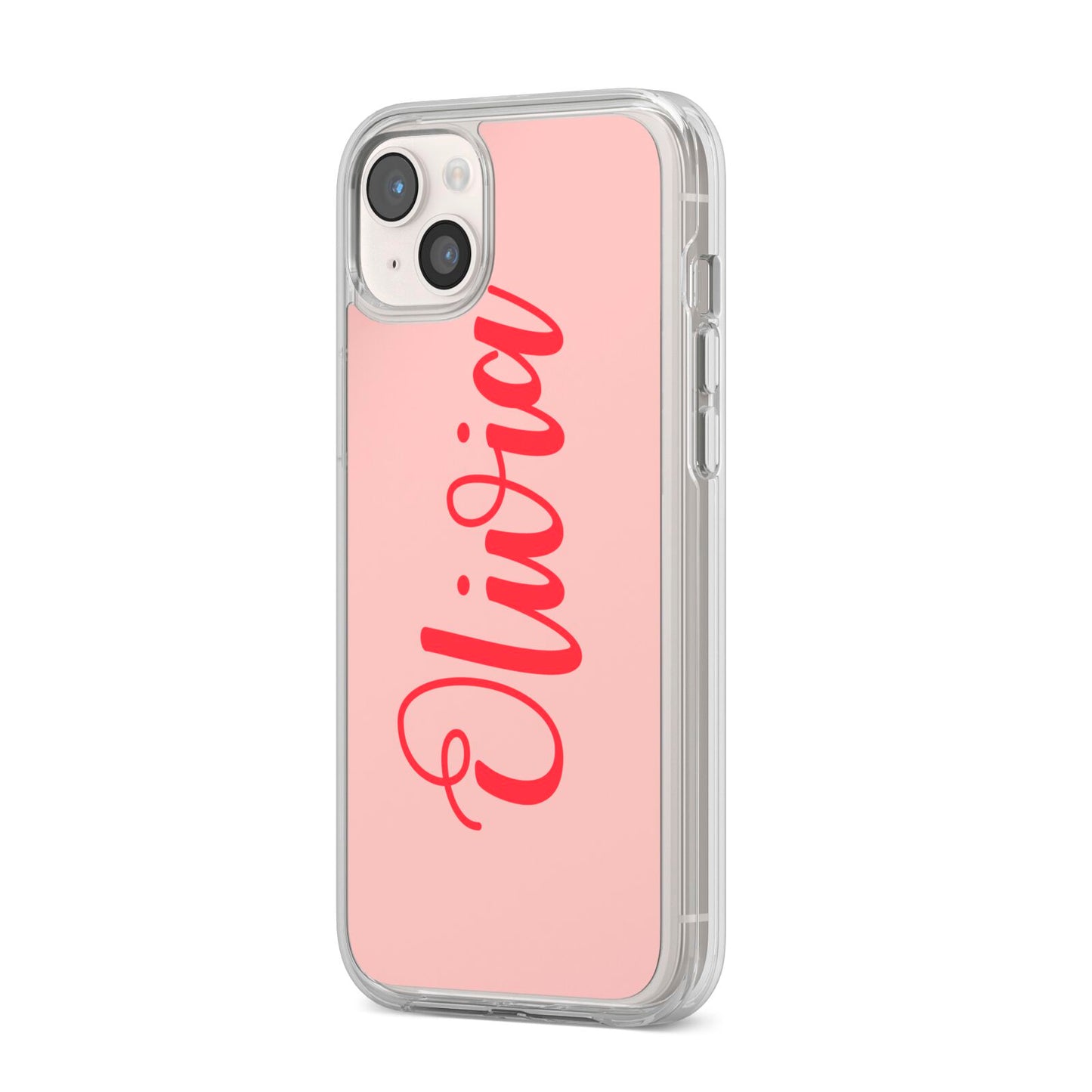 Personalised Script Name iPhone 14 Plus Clear Tough Case Starlight Angled Image