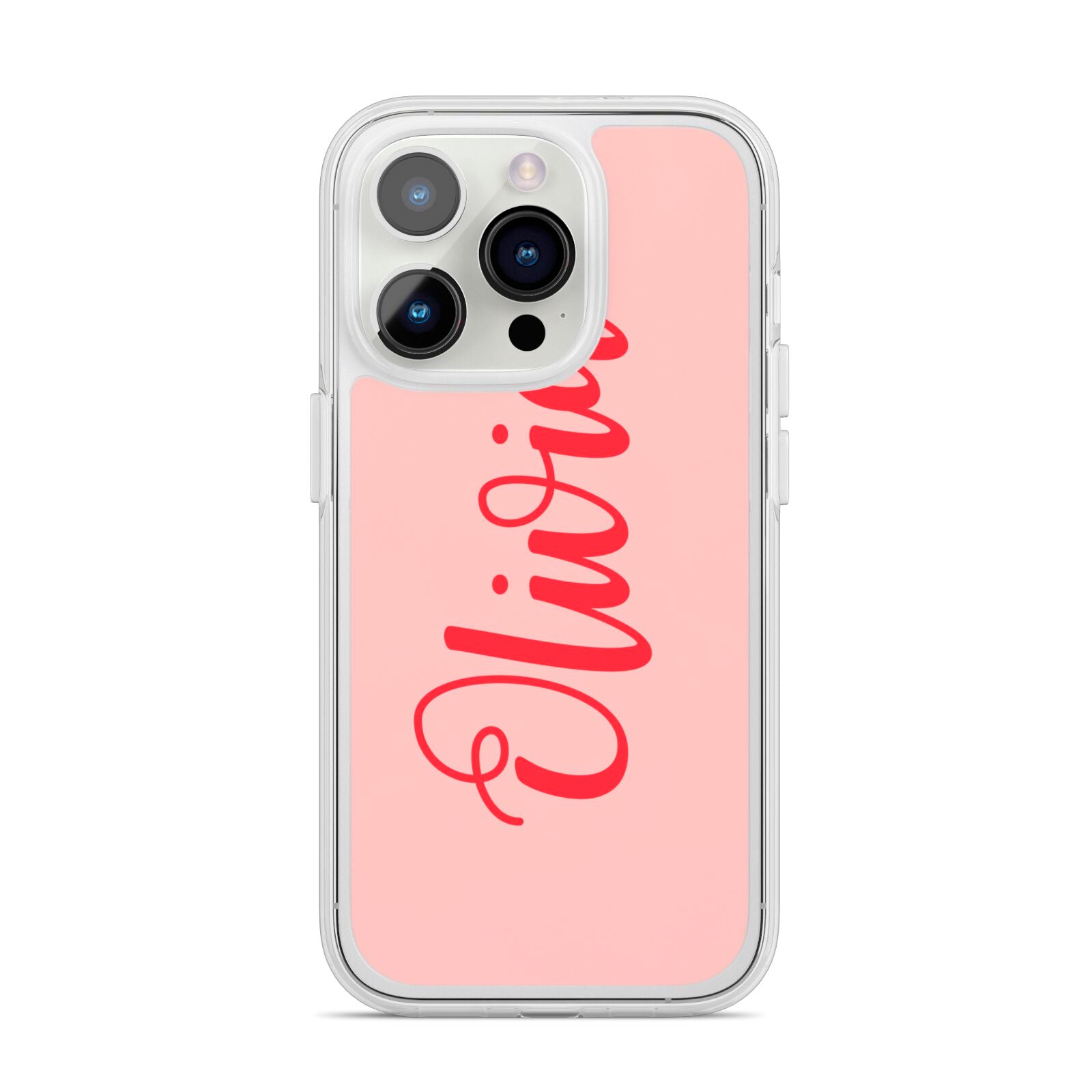 Personalised Script Name iPhone 14 Pro Clear Tough Case Silver