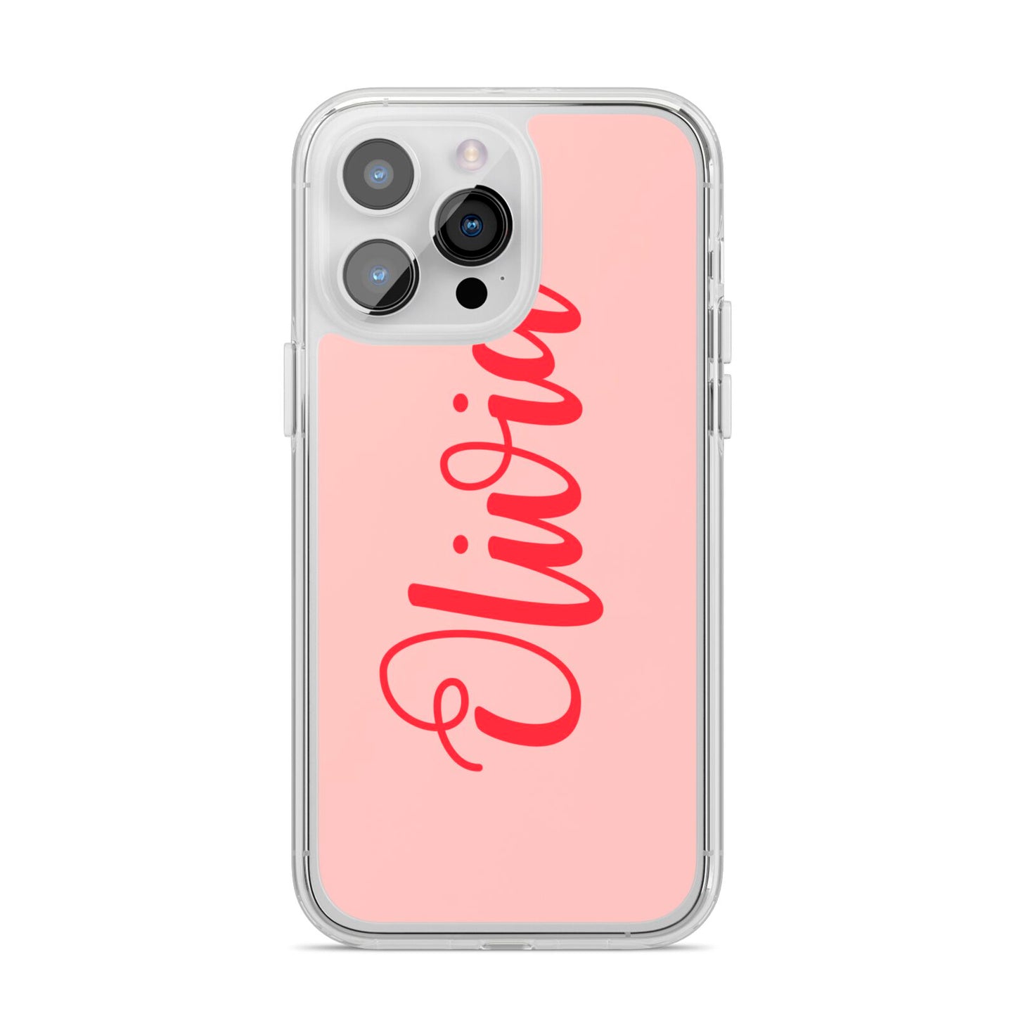 Personalised Script Name iPhone 14 Pro Max Clear Tough Case Silver