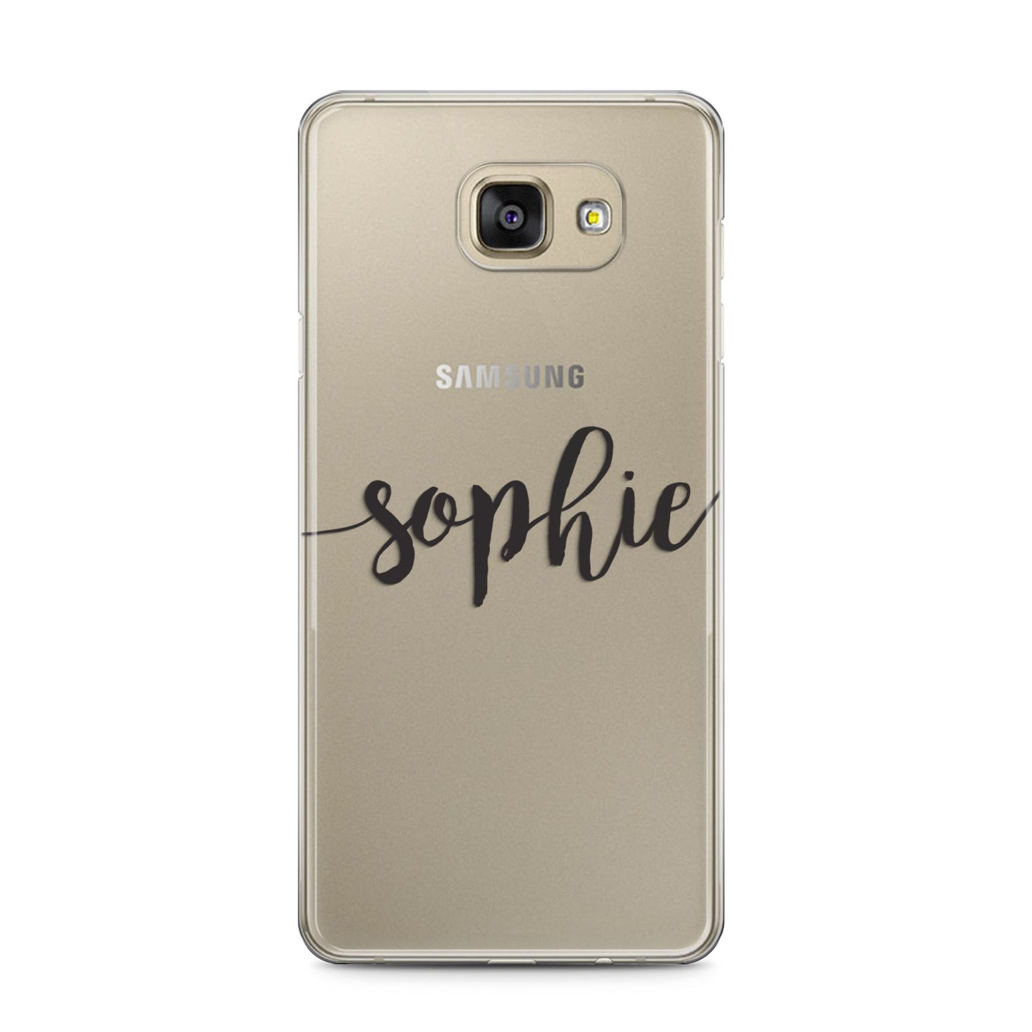 Personalised Scroll Name Handwritten Clear Custom Samsung Galaxy A5 2016 Case on gold phone