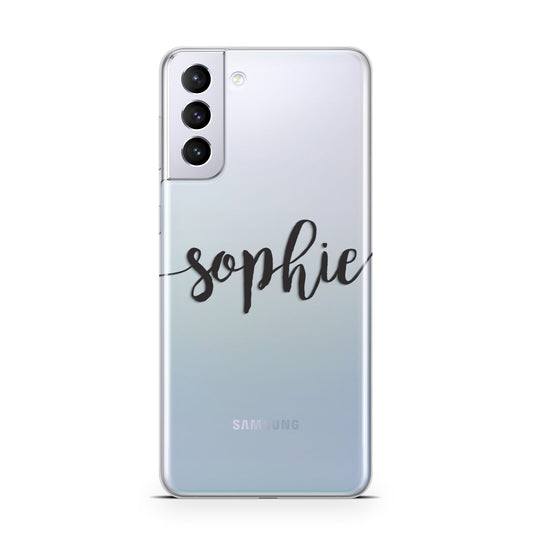 Personalised Scroll Name Handwritten Clear Custom Samsung S21 Plus Phone Case