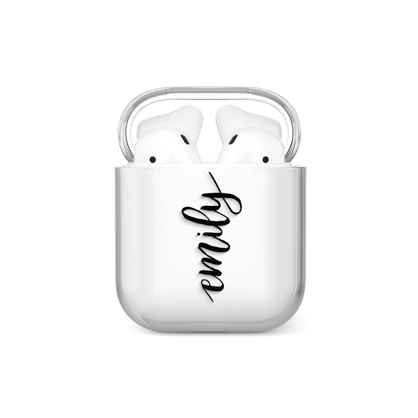 Personalised Scroll Side Handwritten Name Clear AirPods Case