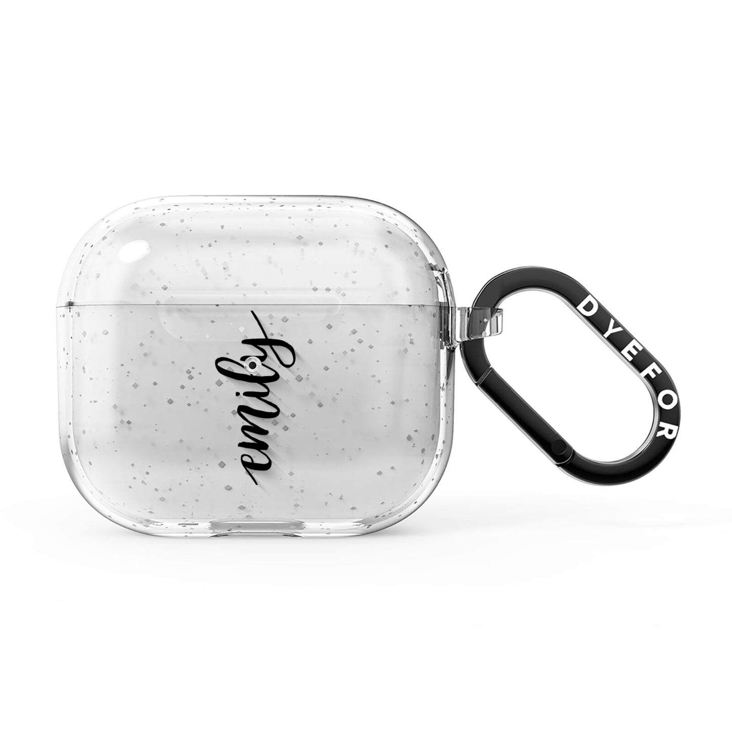 Personalised Scroll Side Handwritten Name Clear AirPods Glitter Case 3rd Gen