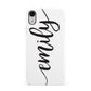 Personalised Scroll Side Handwritten Name Clear Apple iPhone XR White 3D Snap Case