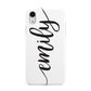 Personalised Scroll Side Handwritten Name Clear Apple iPhone XR White 3D Tough Case