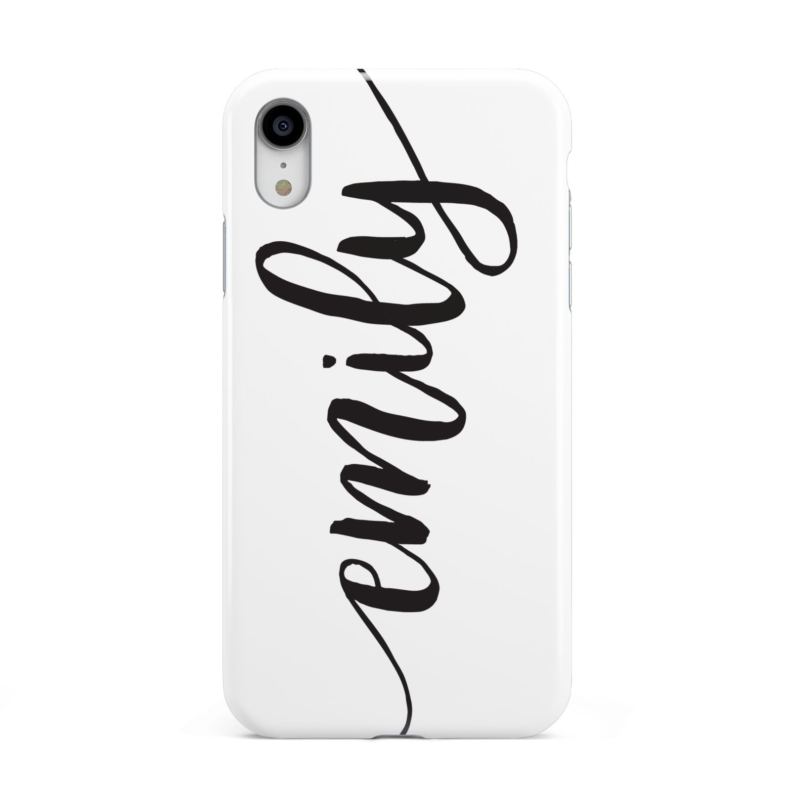 Personalised Scroll Side Handwritten Name Clear Apple iPhone XR White 3D Tough Case