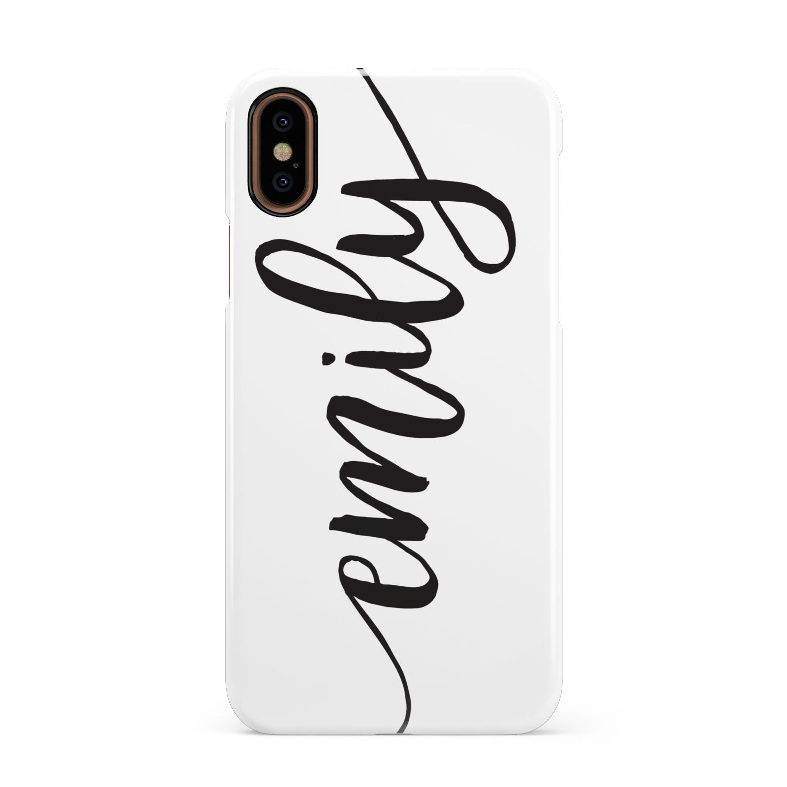 Personalised Scroll Side Handwritten Name Clear Apple iPhone XS 3D Snap Case