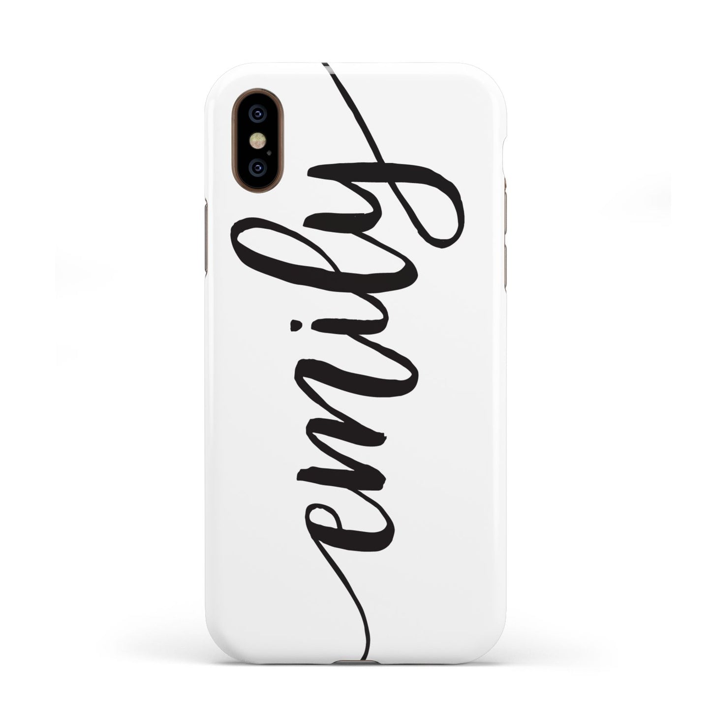 Personalised Scroll Side Handwritten Name Clear Apple iPhone XS 3D Tough