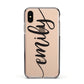 Personalised Scroll Side Handwritten Name Clear Apple iPhone Xs Impact Case Black Edge on Gold Phone