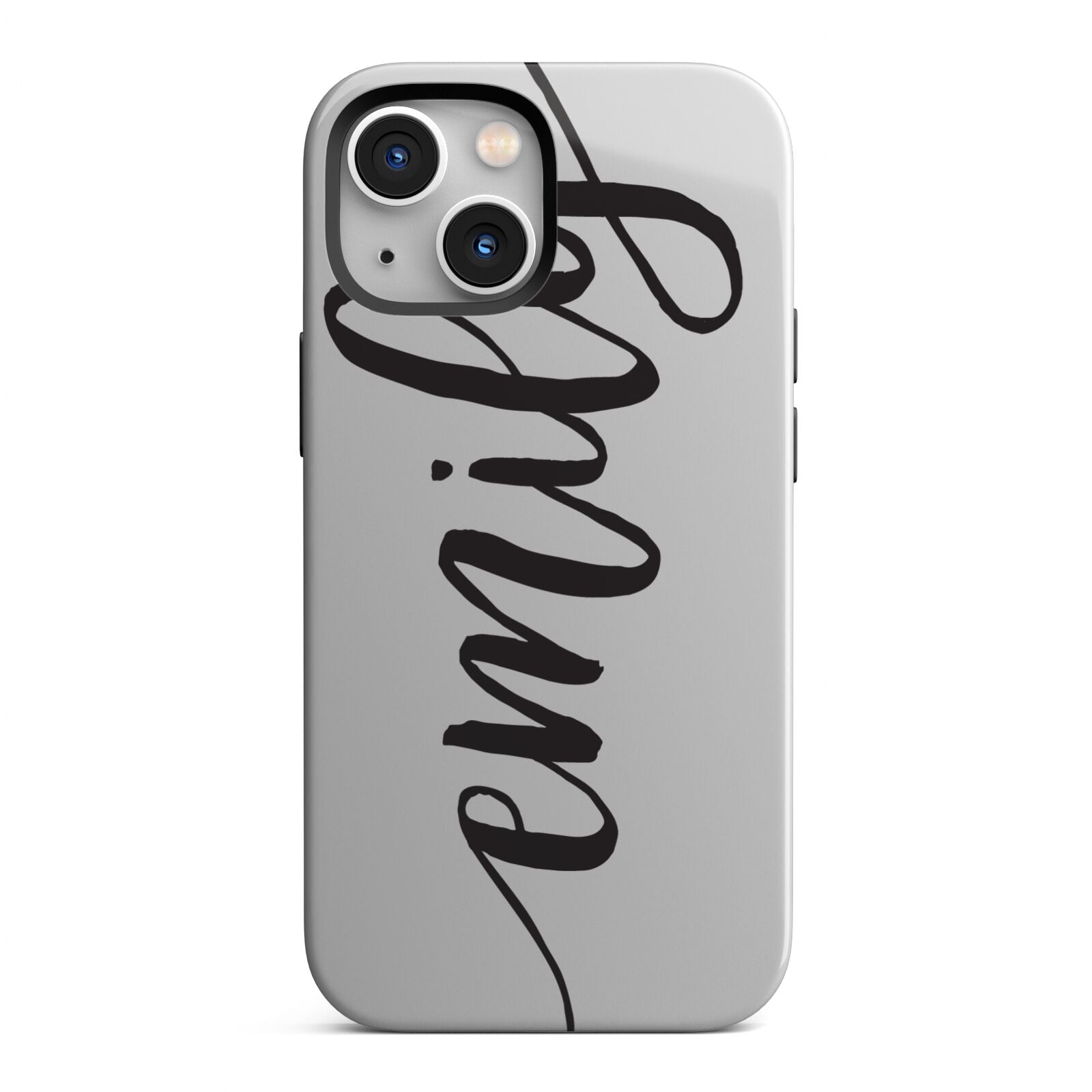 Personalised Scroll Side Handwritten Name Clear iPhone 13 Mini Full Wrap 3D Tough Case
