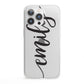 Personalised Scroll Side Handwritten Name Clear iPhone 13 Pro Clear Bumper Case