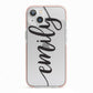 Personalised Scroll Side Handwritten Name Clear iPhone 13 TPU Impact Case with Pink Edges