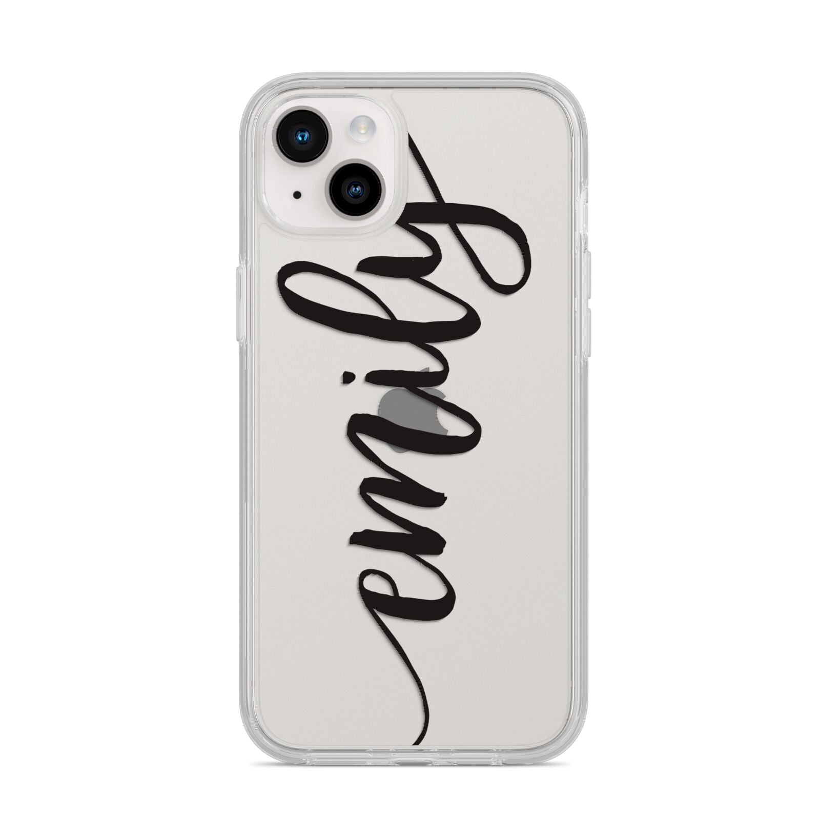 Personalised Scroll Side Handwritten Name Clear iPhone 14 Plus Clear Tough Case Starlight