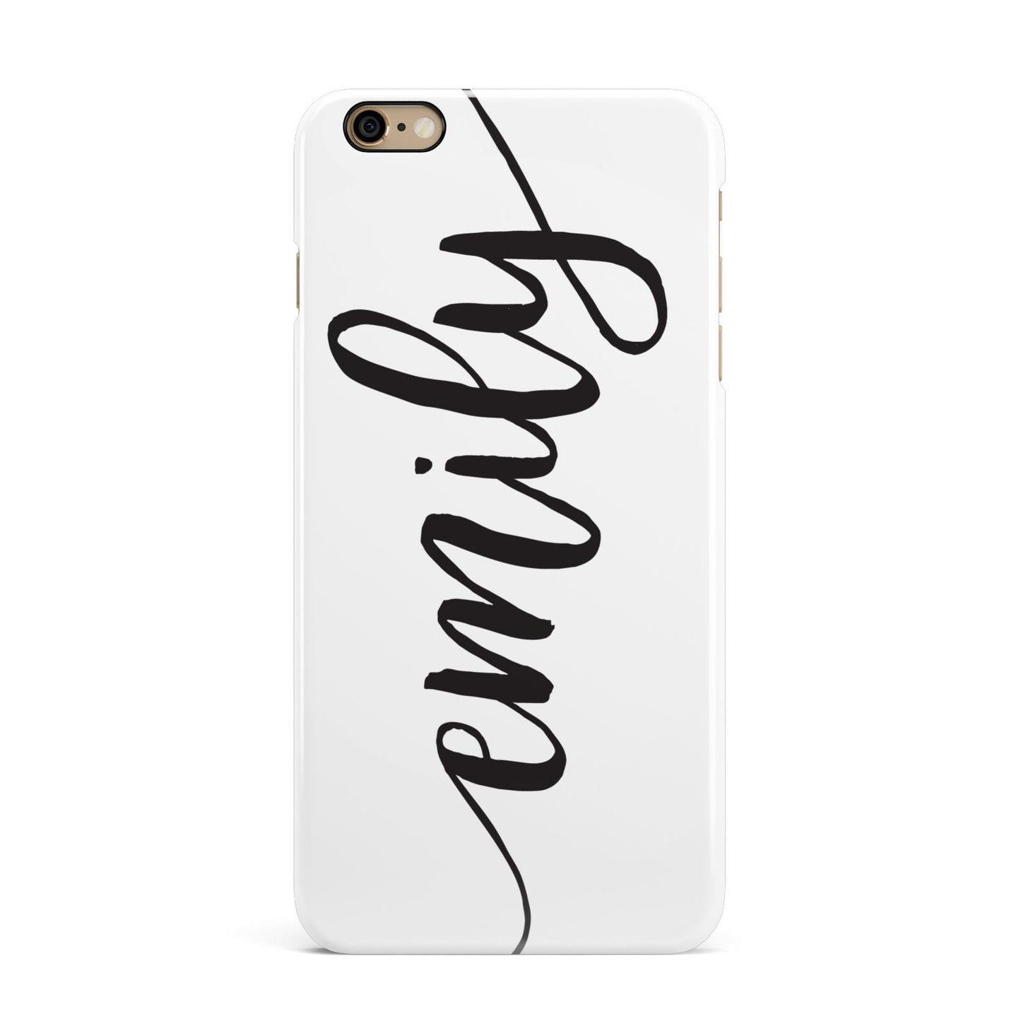 Personalised Scroll Side Handwritten Name Clear iPhone 6 Plus 3D Snap Case on Gold Phone