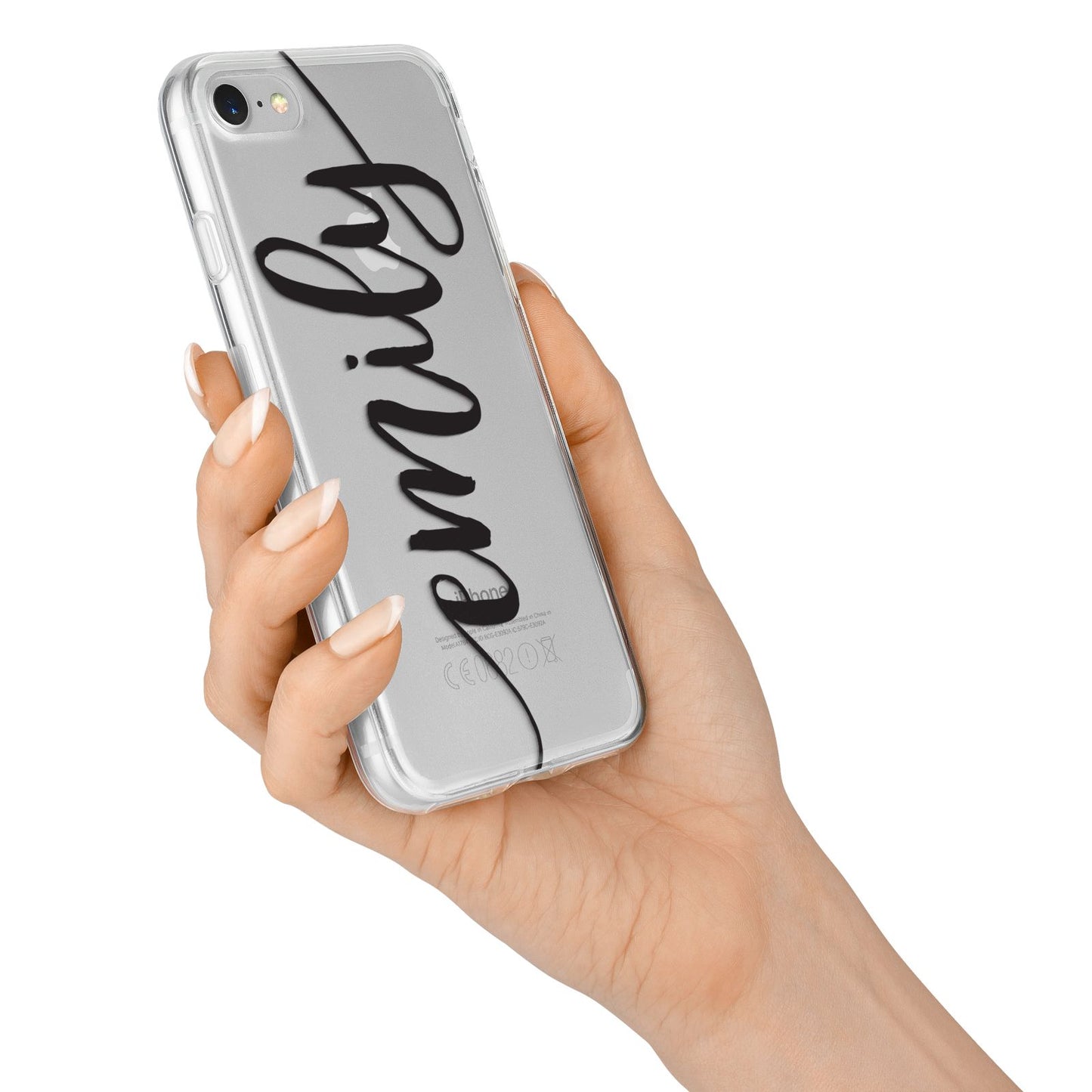 Personalised Scroll Side Handwritten Name Clear iPhone 7 Bumper Case on Silver iPhone Alternative Image