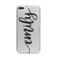 Personalised Scroll Side Handwritten Name Clear iPhone 7 Plus Bumper Case on Silver iPhone