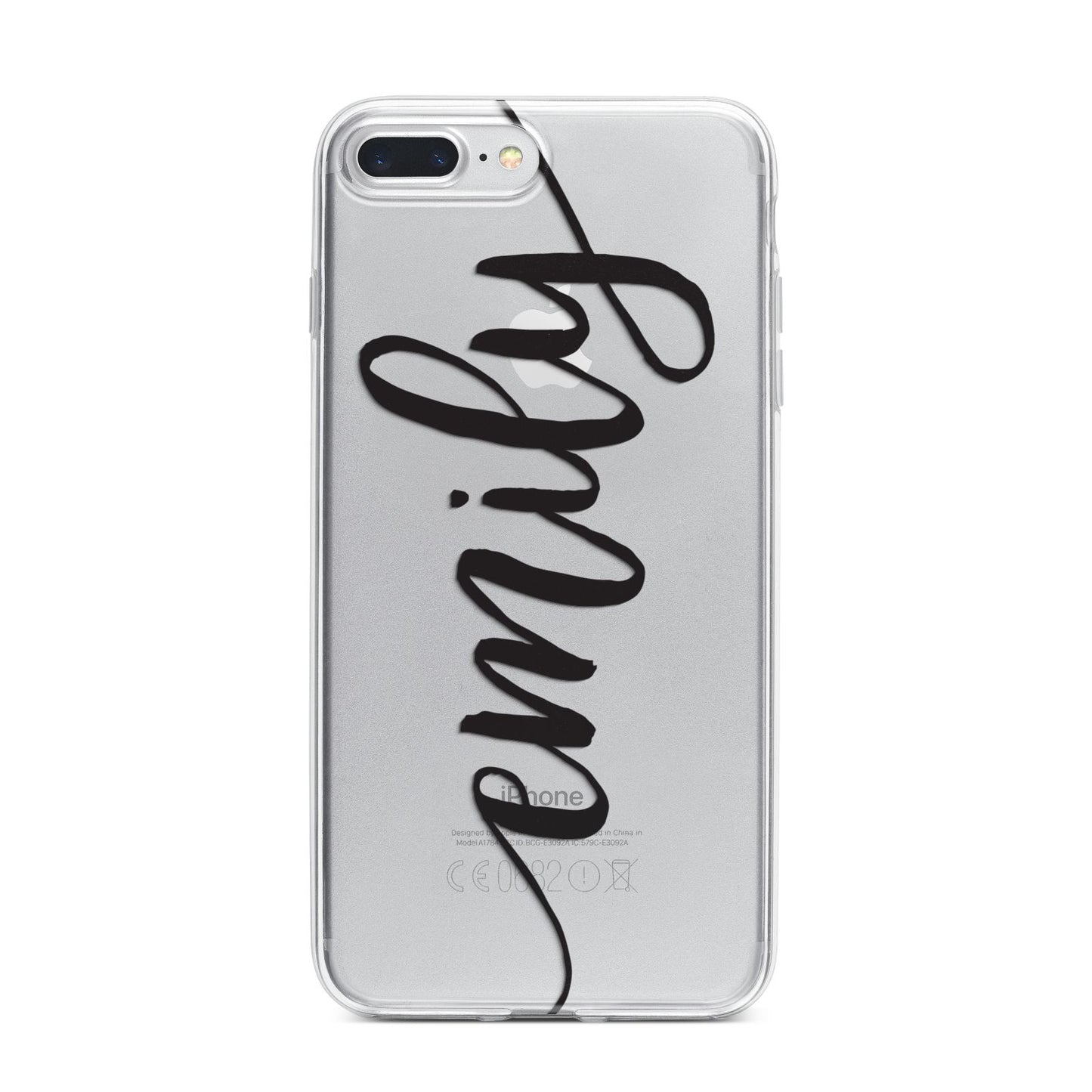 Personalised Scroll Side Handwritten Name Clear iPhone 7 Plus Bumper Case on Silver iPhone