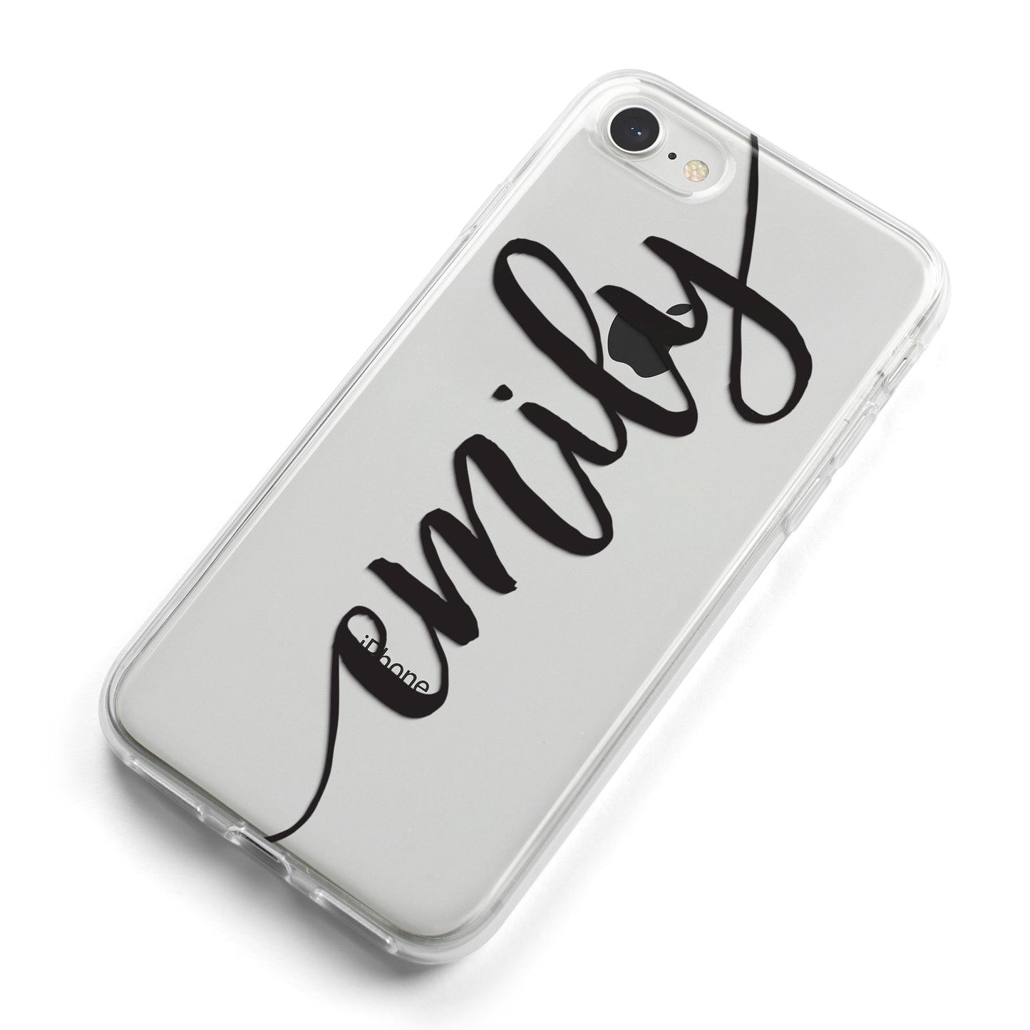 Personalised Scroll Side Handwritten Name Clear iPhone 8 Bumper Case on Silver iPhone Alternative Image