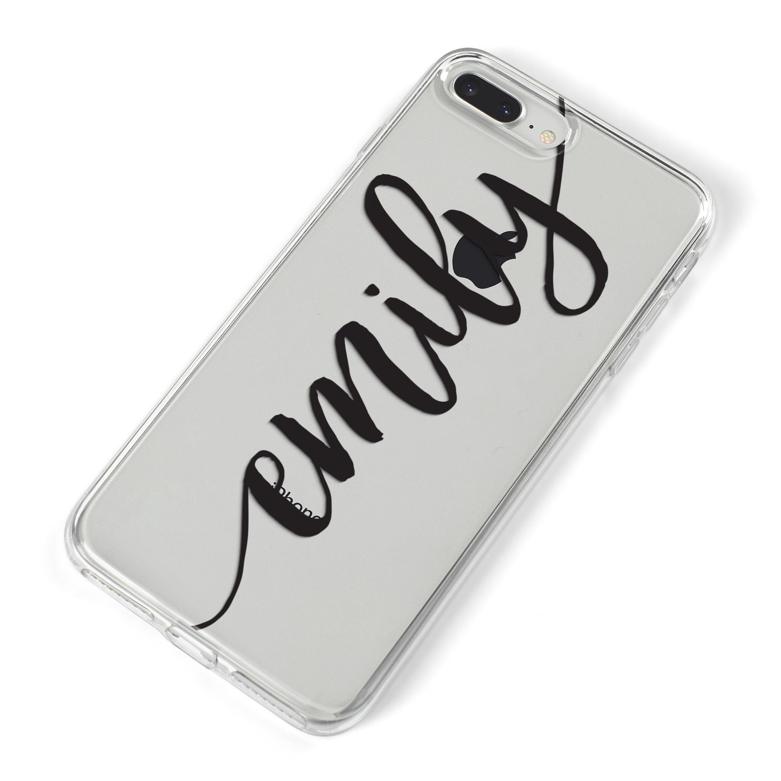 Personalised Scroll Side Handwritten Name Clear iPhone 8 Plus Bumper Case on Silver iPhone Alternative Image