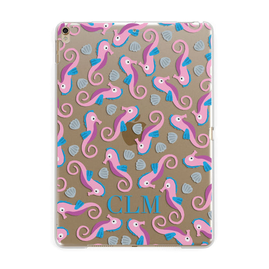 Personalised Sea Horse Initials Apple iPad Gold Case