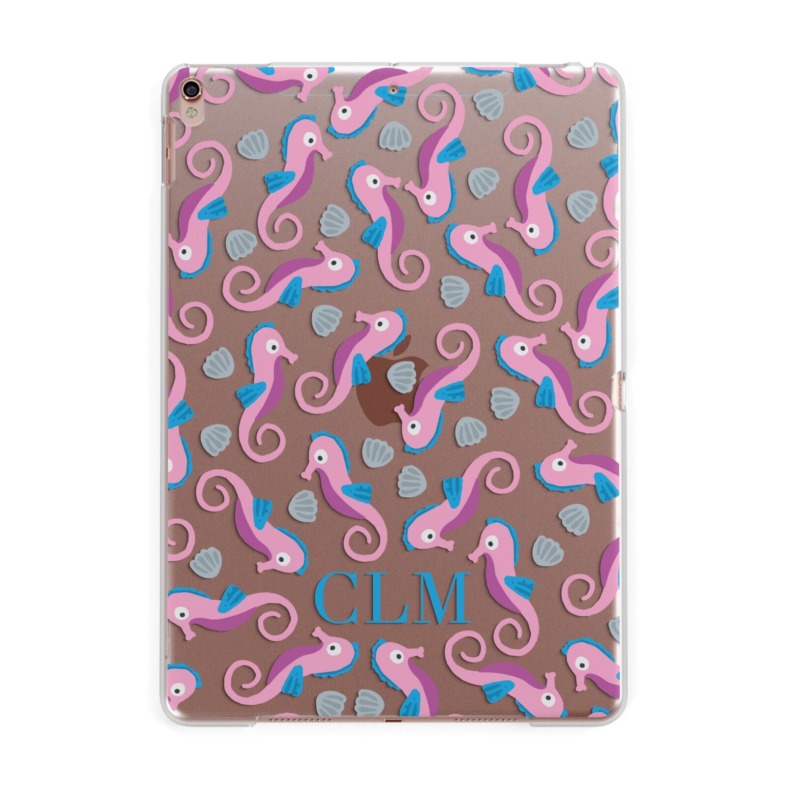 Personalised Sea Horse Initials Apple iPad Rose Gold Case