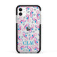 Personalised Sea Horse Initials Apple iPhone 11 in White with Black Impact Case