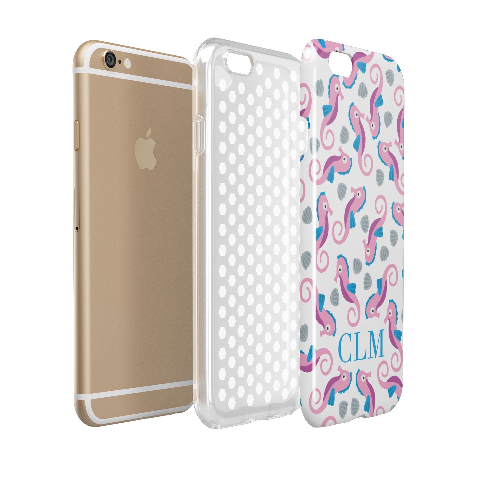 Personalised Sea Horse Initials Apple iPhone 6 3D Tough Case Expanded view