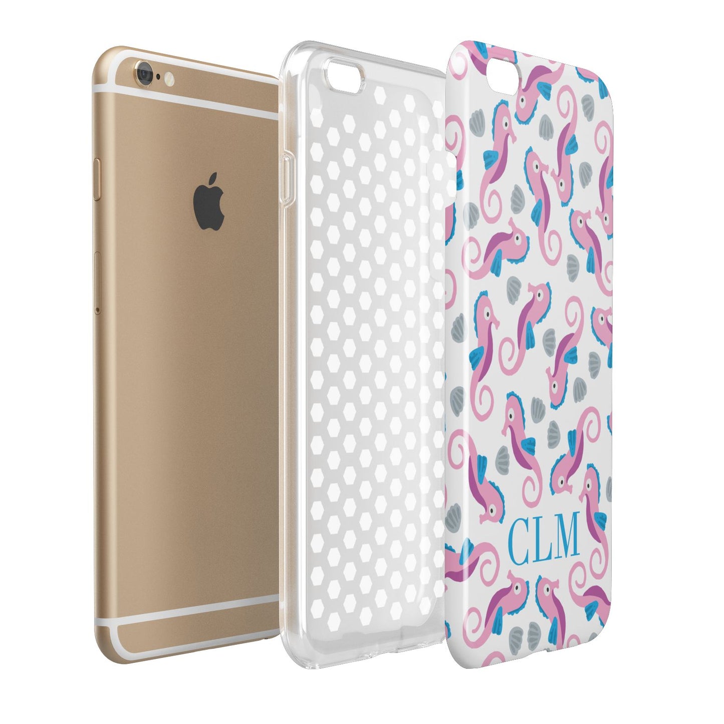 Personalised Sea Horse Initials Apple iPhone 6 Plus 3D Tough Case