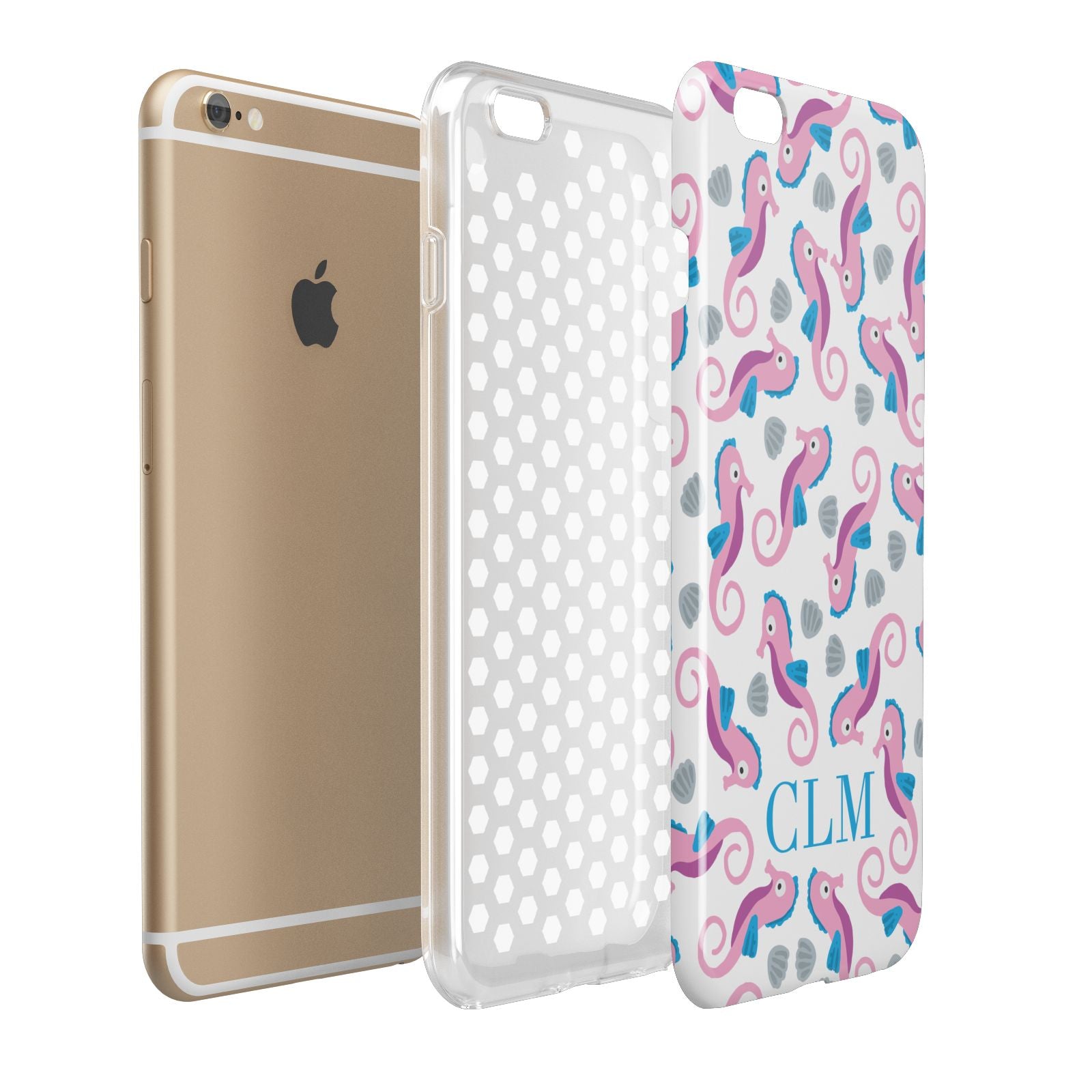 Personalised Sea Horse Initials Apple iPhone 6 Plus 3D Tough Case