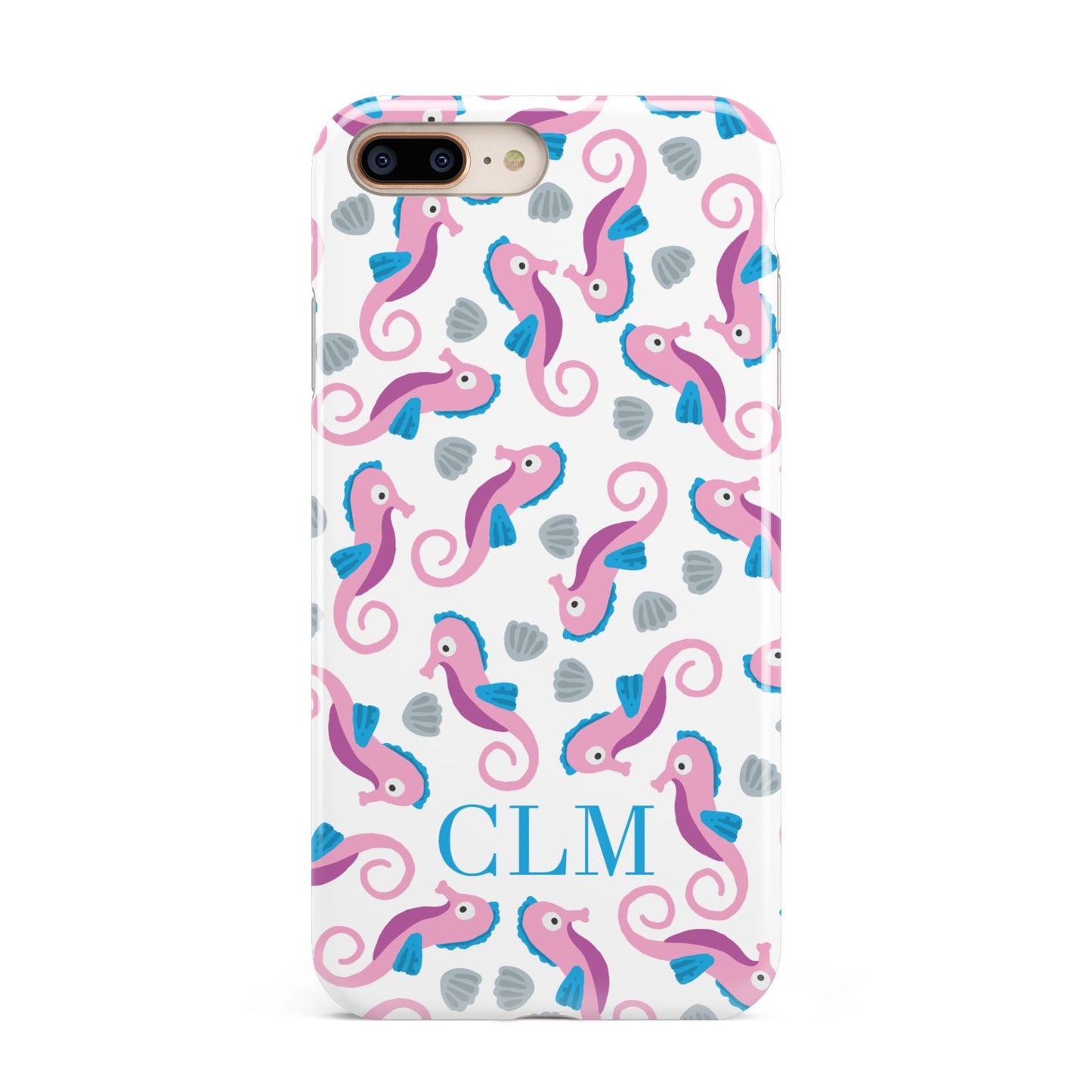 Personalised Sea Horse Initials Apple iPhone 7 8 Plus 3D Tough Case