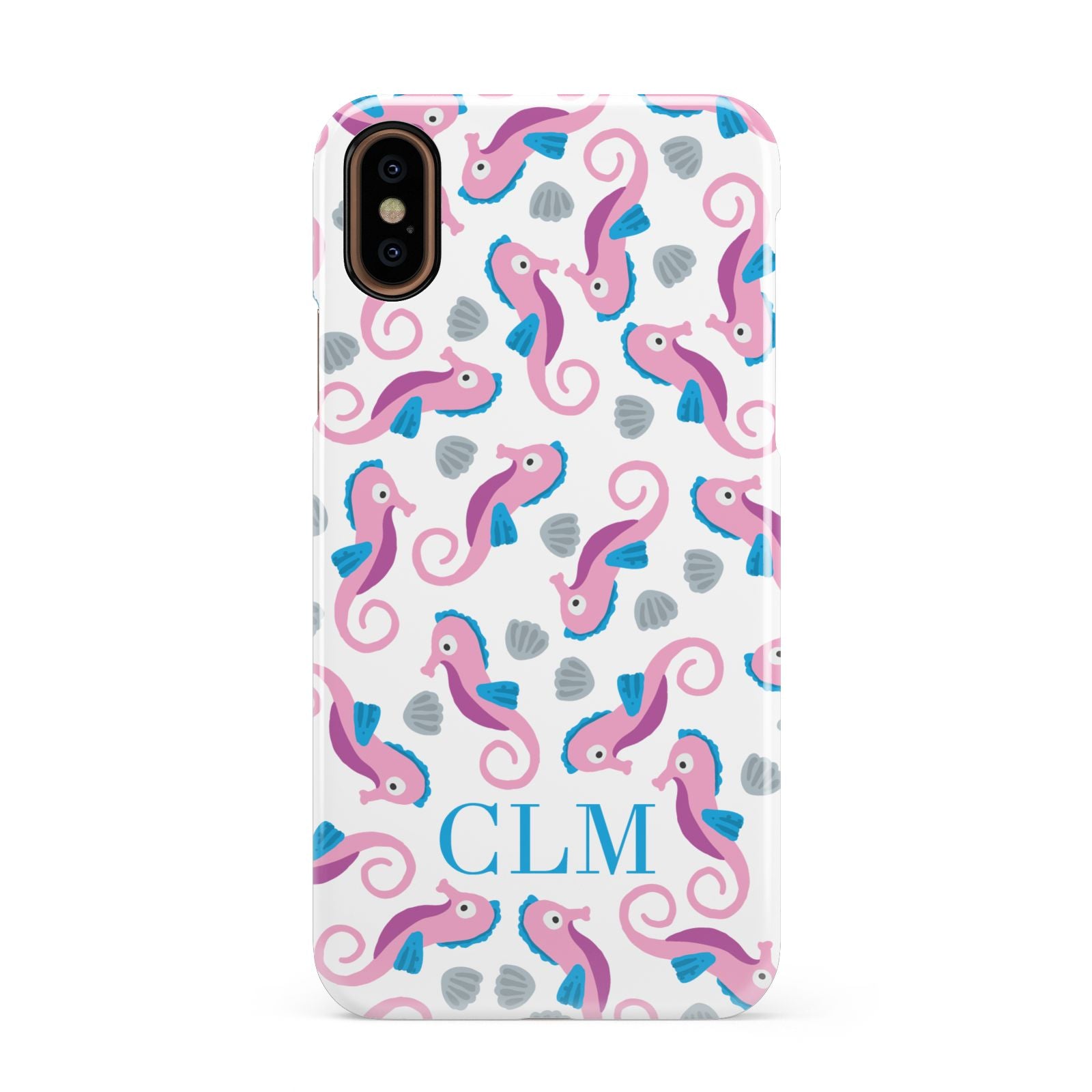 Personalised Sea Horse Initials Apple iPhone XS 3D Snap Case