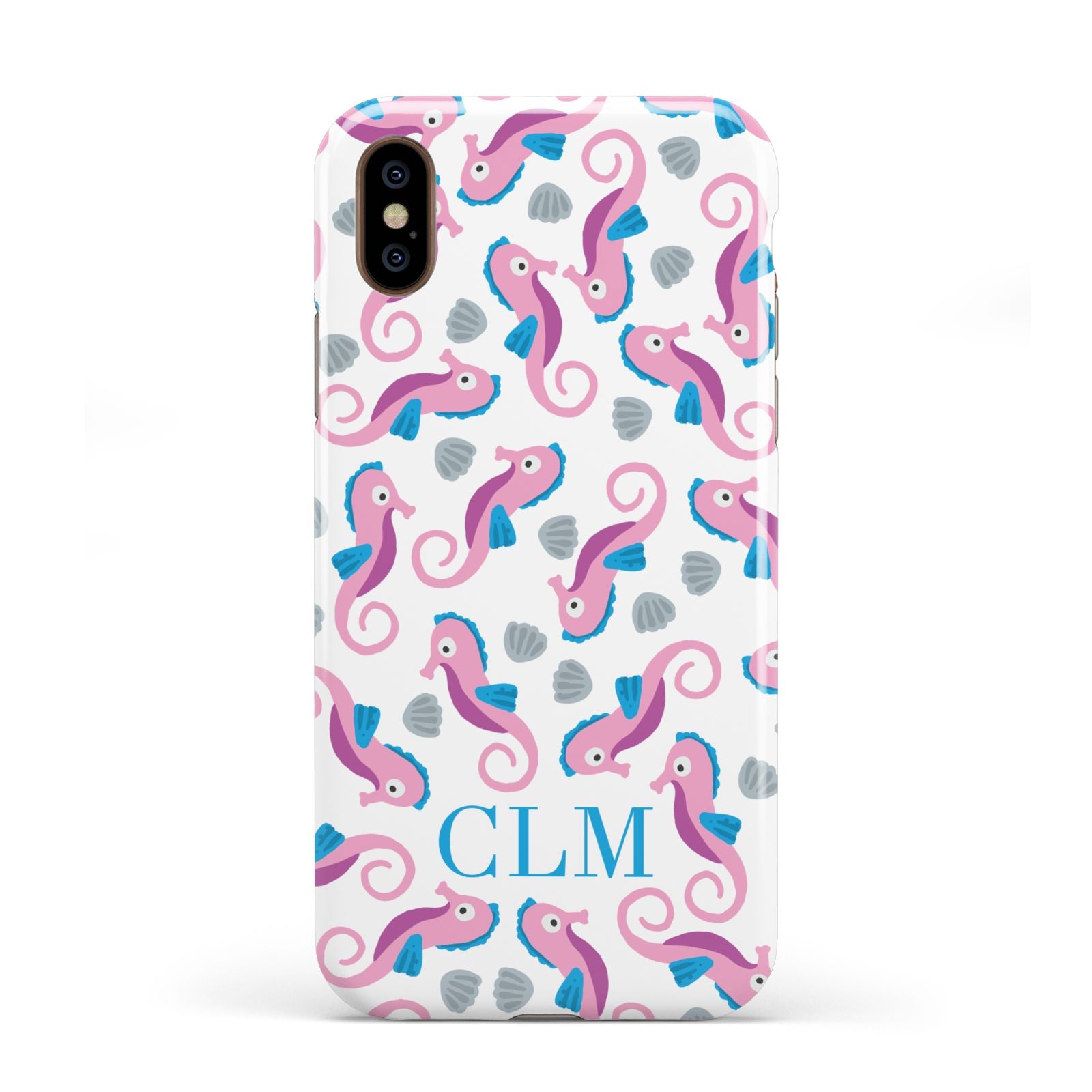 Personalised Sea Horse Initials Apple iPhone XS 3D Tough