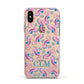 Personalised Sea Horse Initials Apple iPhone Xs Impact Case Pink Edge on Gold Phone
