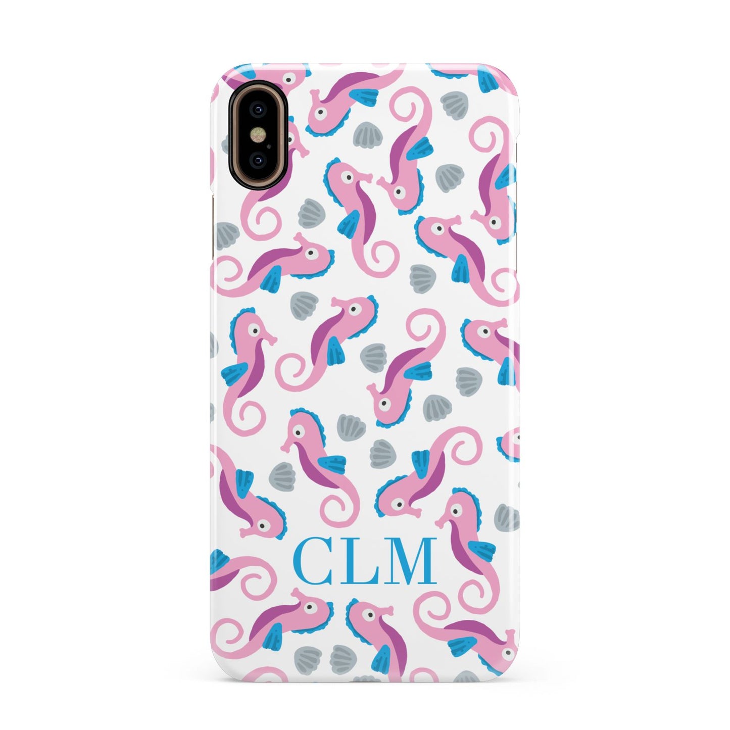 Personalised Sea Horse Initials Apple iPhone Xs Max 3D Snap Case