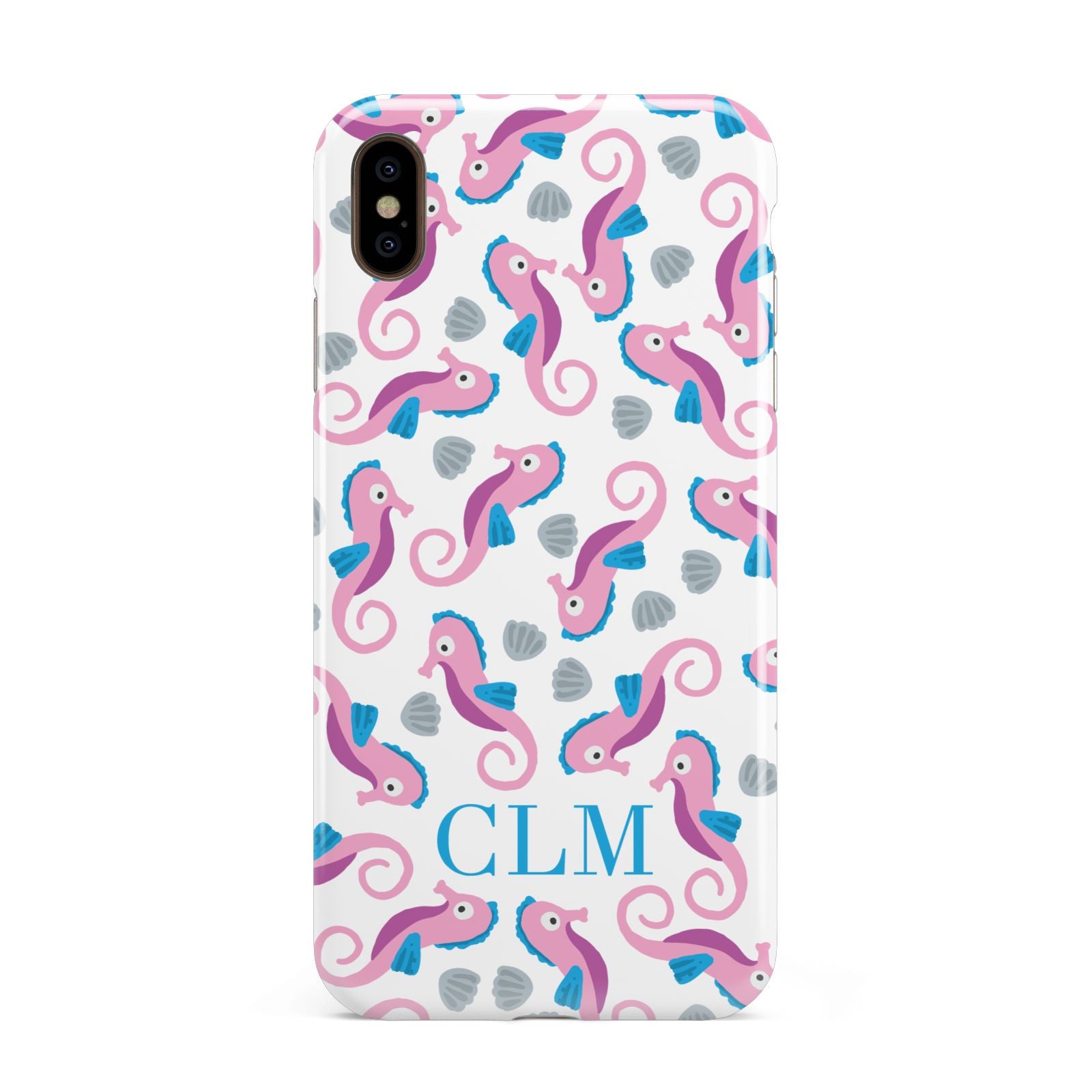 Personalised Sea Horse Initials Apple iPhone Xs Max 3D Tough Case